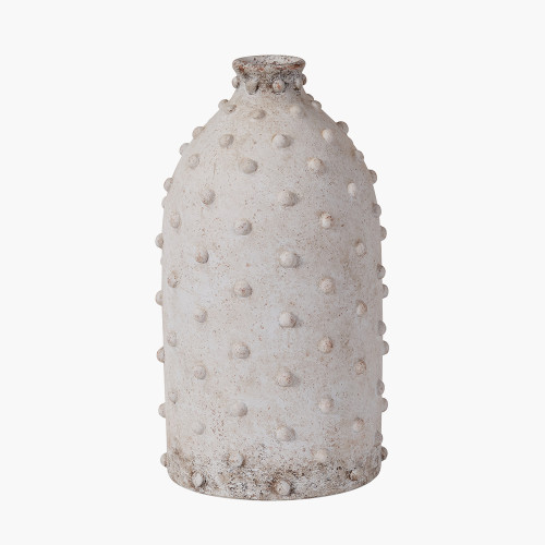 Kali Textured Dot Light Grey Stoneware Vase