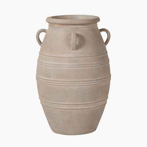 Grey Fibrestone Vase with Handles