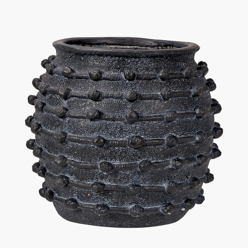 Black Bobble Fibrestone Planter LRG