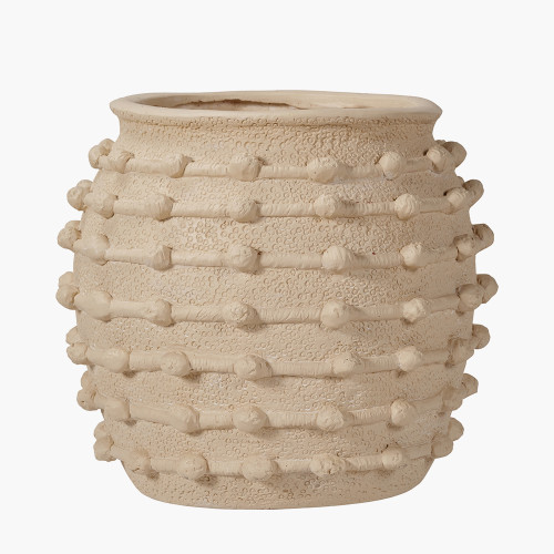 Cream Bobble Fibrestone Planter LRG