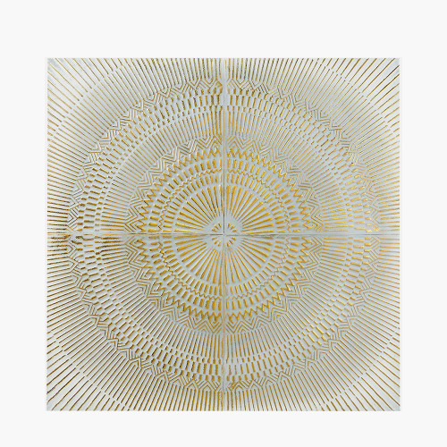 Antiqued White and Gold Textured Metal Wall Art