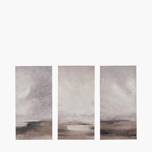 S/3 Grey & Neutral Abstract Landscape Canvas