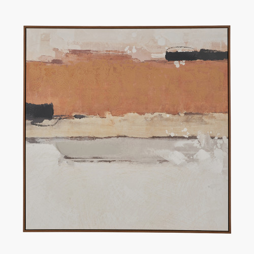 White/Terracotta Abstract Square Canvas 