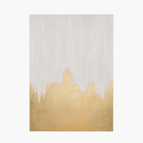 White/Gold Abstract Frameless Canvas