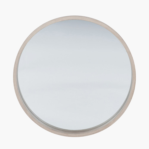 pacific wooden round wall mirror