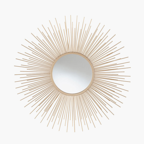 Gold Metal Starburst Round Wall Mirror