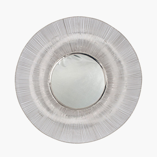 Silver Metal Wire Round Wall Mirror