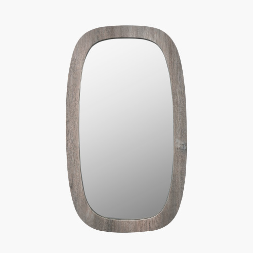 Grey Oak Veneer Squoval Wall Mirror