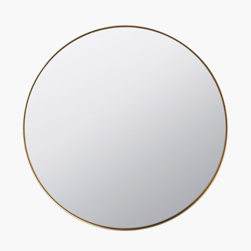 Brushed Gold Slim Frame Round Wall Mirro