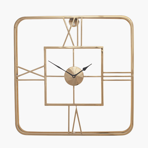 Gold Metal Square Wall Clock