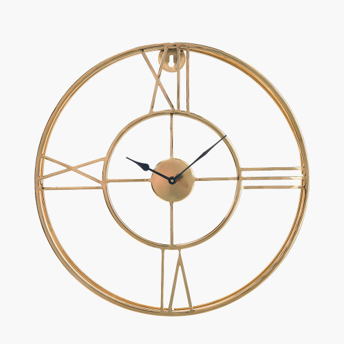 Gold Metal Double Framed Wall Clock