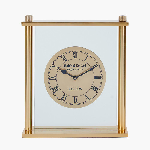 Gold Square Framed Standing Table Clock