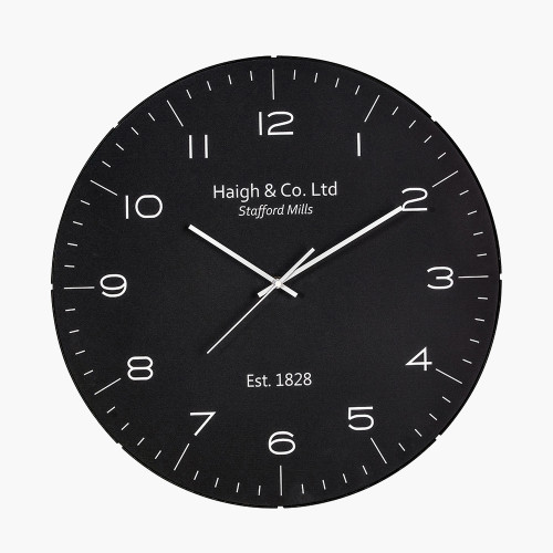 Black/Silver Dome Glass Wall Clock