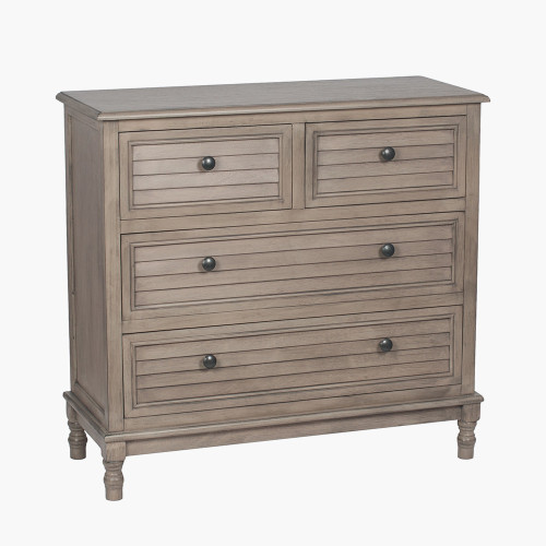 Taupe Pine Wood 4 Drawer Unit K/D