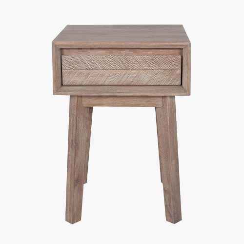 Sand Wash Acacia Wood 1 Drawer Bedside Unit