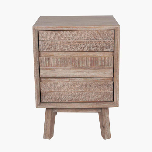 Sand Wash Acacia Wood 3 Drawer Bedside Unit