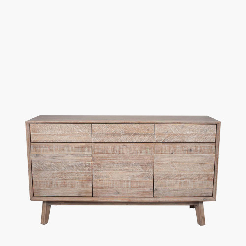 Sand Wash Acacia Wood 3 Drawer 3 Door Sideboard