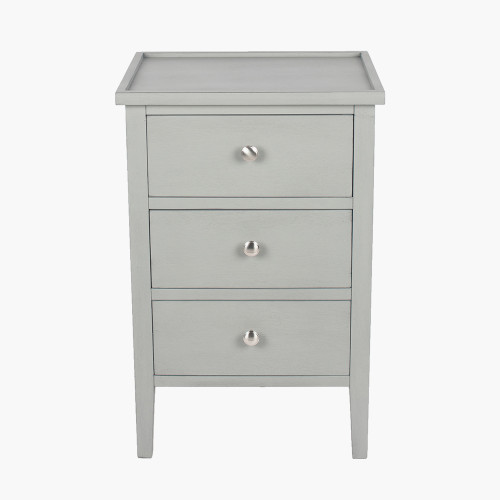 Vendee Grey Pine Wood 3 Drawer Bedside Unit