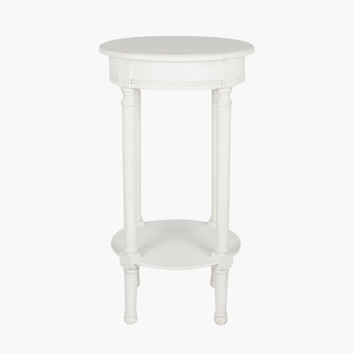 Elizabeth White Pine Wood Round Accent Table K/D