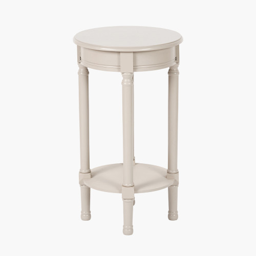 Putty Pine Wood Round Accent Table