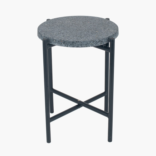 Black Terrazzo & Matt Black Metal Table Small