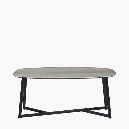 Ukiah Grey Oak Veneer & Black Metal Coffee Table