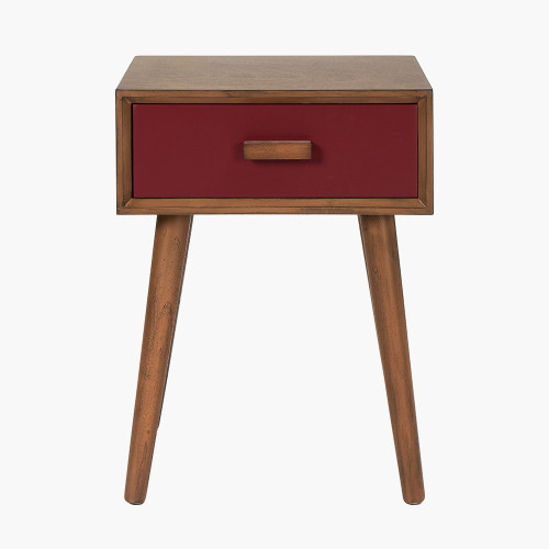 Klee Pine Wood and Mulberry 1 Drawer Side Table