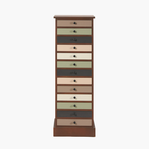 Loft Pine Wood Sage Multicoloured 13 Drawer Unit