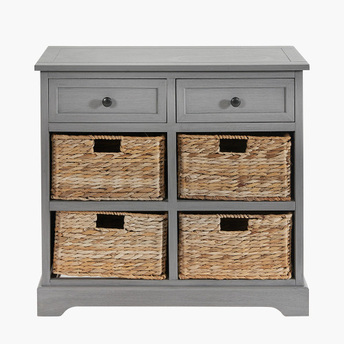 Devonshire Grey Wood 2 Drawer 4 Basket Unit