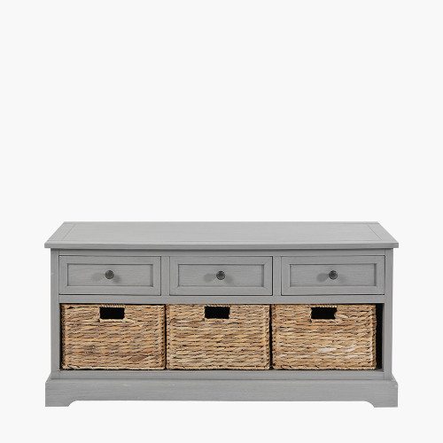 Devonshire Grey Wood 3 Drawer 3 Basket Unit