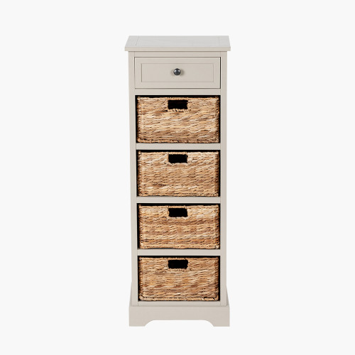 Putty Pine 1 Drawer 4 Basket Tall Unit