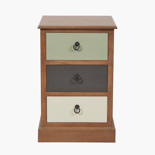 Loft Pine Wood Sage Multicoloured 3 Drawer Unit