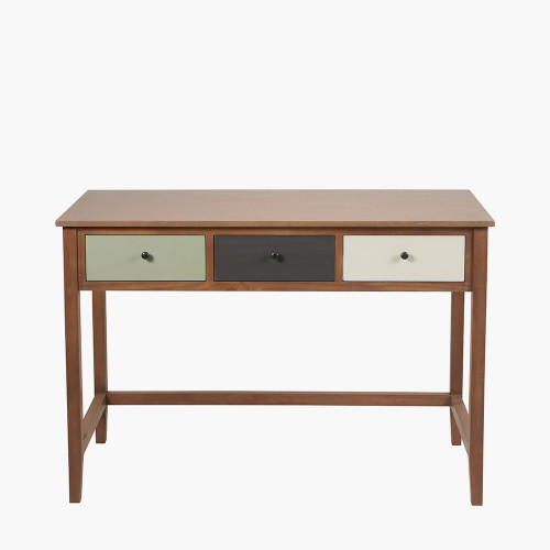 Loft Pine Wood Sage Multicoloured 3 Drawer Desk K/D