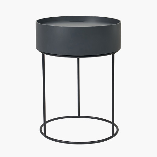 Hugo Dark Grey Wood and Black Metal Storage Table