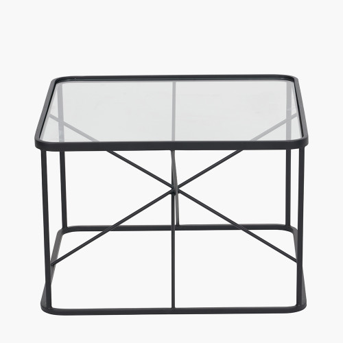 Roxy Glass and Black Metal Coffee Table