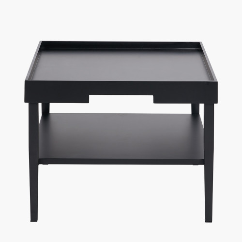 Marnie Black Wood Coffee Table with Shel