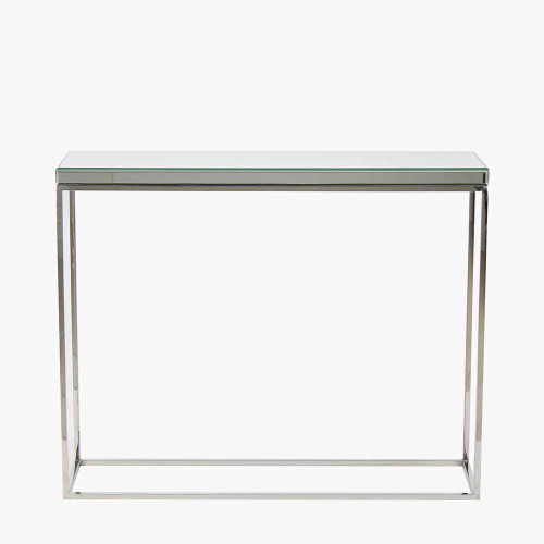 Elysee Mirrored Glass and Silver Metal Console Table 