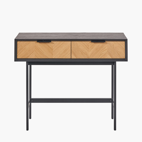 Hailee Black & Natural Veneer Console Table