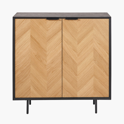 Hailee BLK & Natural Veneer Bar Cabinet