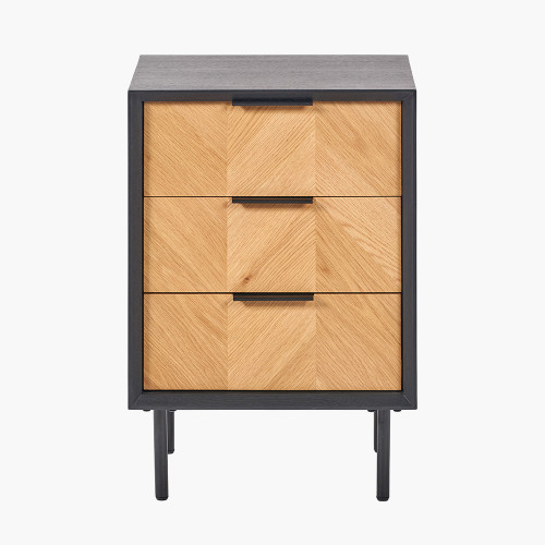 Hailee BLK & Natural Veneer 3 Drawer Unit