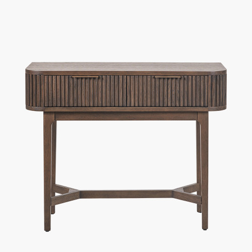 Raie Brown Ribbed Veneer Console Table