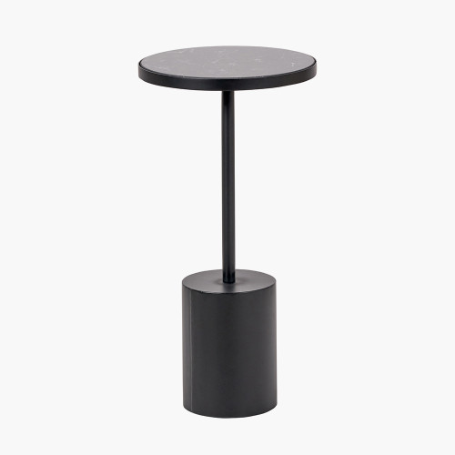 Enzo Black Marble & Metal Tall Side Table