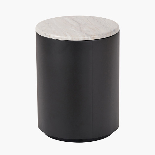 Remy White Marble Effect Storage Side Table