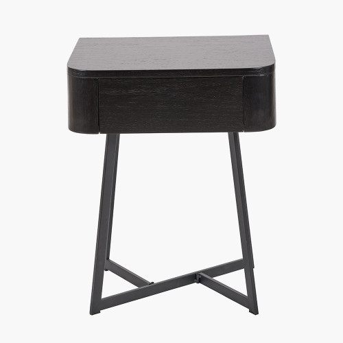 Ukiah Black Ash Veneer & Metal Bedside Unit