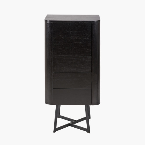 Ukiah Black Ash Veneer & Metal Tallboy