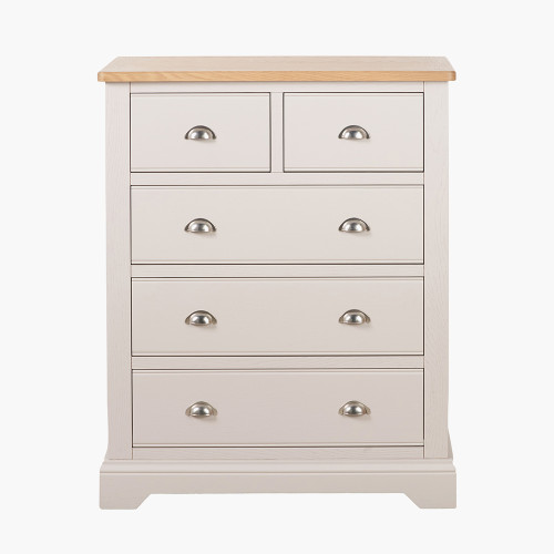 Fairford Oak & Parchment White 5 Drawer Unit