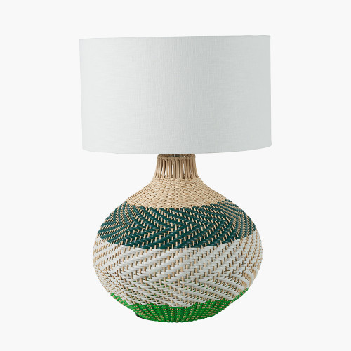 Brera Rattan Large Table Lamp Emerald