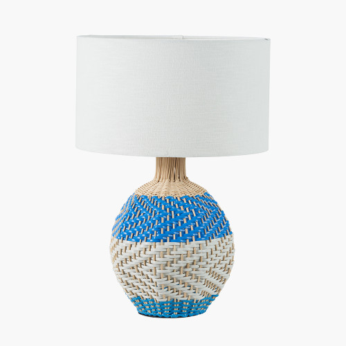 Brera Rattan Small Table Lamp Cobalt