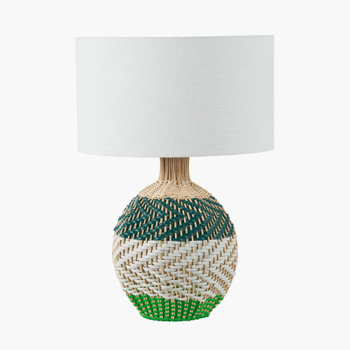 Brera Rattan Small Table Lamp Emerald