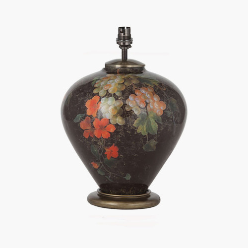 Fruit and Flower Ginger Jar Glass Table Lamp